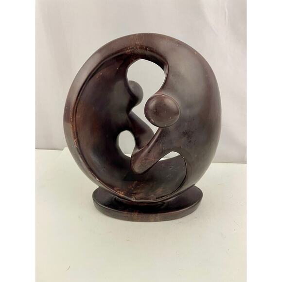 VTG Embrace Circle Stone Abstract Sculpture Mid Century Kenya Made 10" MCM Love - Picture 11 of 16